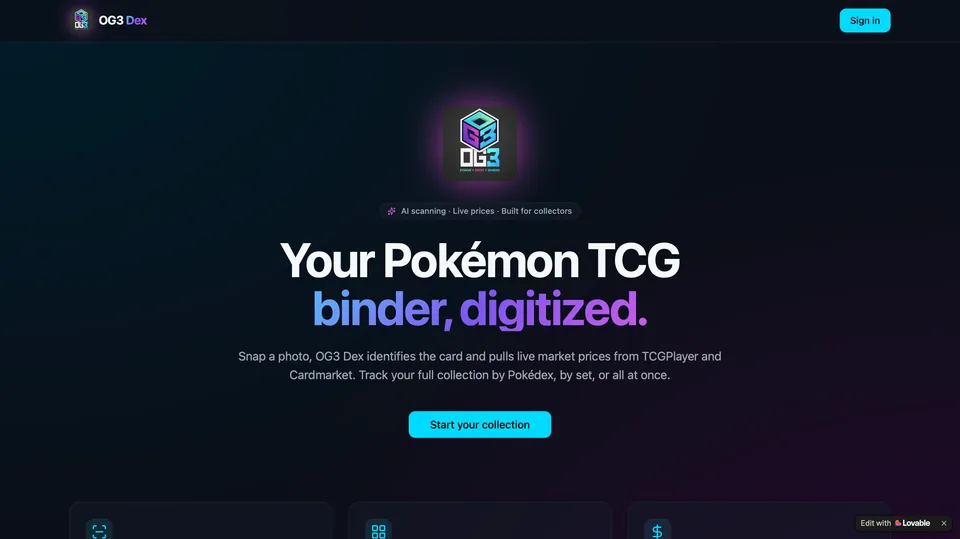 OG3 Dex — tela inicial do app